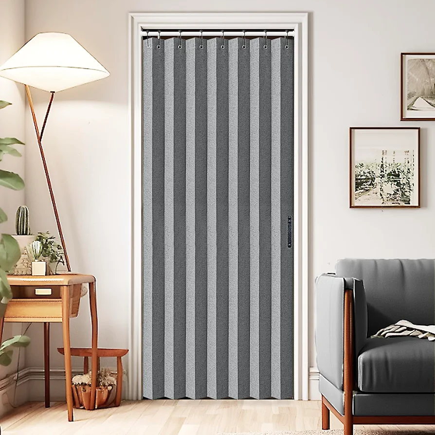 Closet Curtain for Open Closet, Pleated Folding Curtains for Doorway, Privacy Room Divider for Separation,1 Panel with Tieback, W39 x L78, Grey