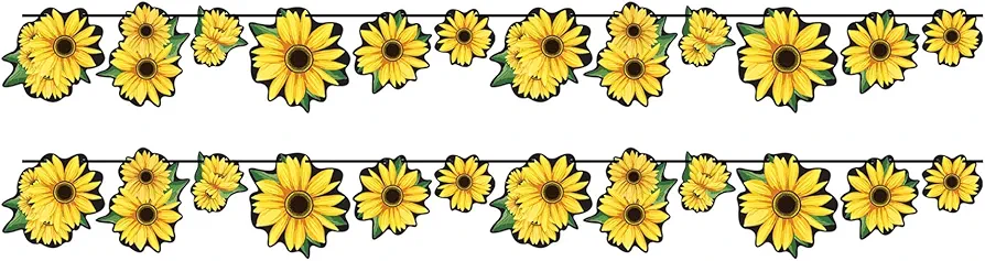 Beistle 2 Piece Summer Floral Sunflower Banners, Springtime Classroom Bulletin Board Decorations, Baby Shower Party Supplies, Made In USA Since 1900