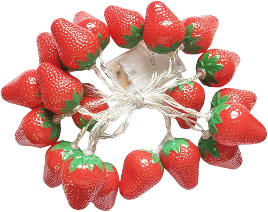 3M 20LED Fruit Strawberry String Lights Battery Powered Indoor Outdoor Lighting Lamp for Wedding Home Birthday Garden Yard Patio Party Christmas Tree Cute Decorations