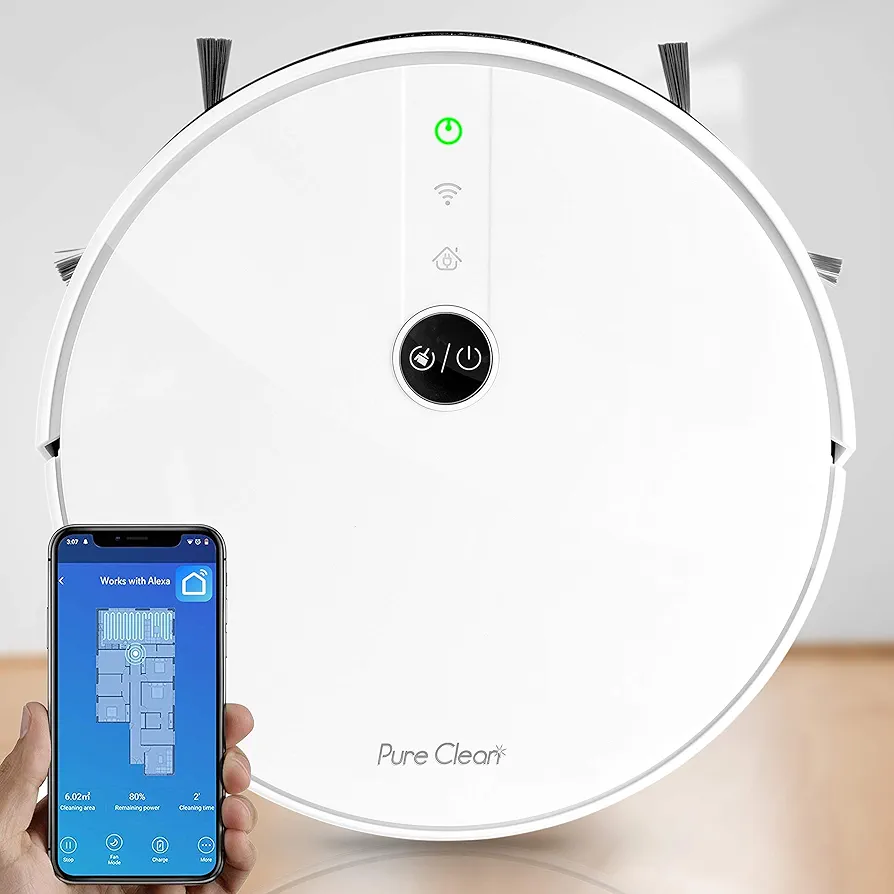 SereneLife Smart Automatic Robotic Vacuum Cleaner with WiFi Mobile App and Gyroscope Mapping - 1800Pa Suction Ultra Thin 2.9” Height Multi Room Robot Vac Cleans Carpets and Hardwood Floor