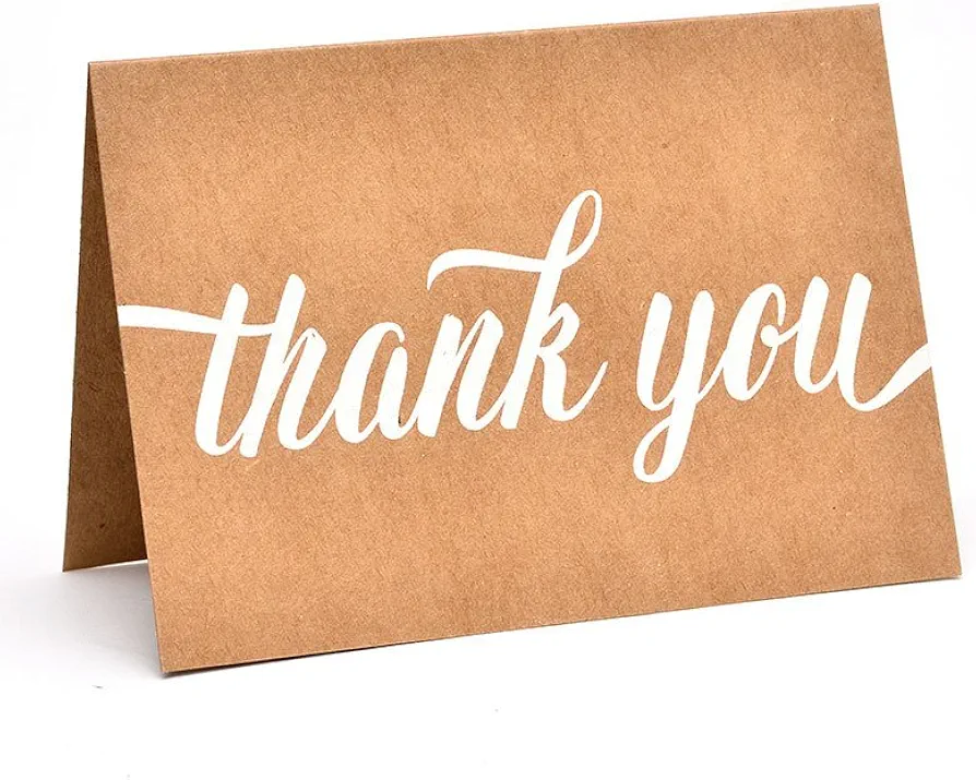 Gartner Studios White Script Thank You Cards, Brown, (83642)