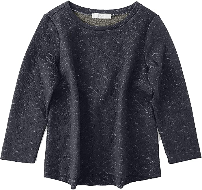 Ann Taylor LOFT Women's Metallic 3/4 Sleeve Quilted Sweatshirt