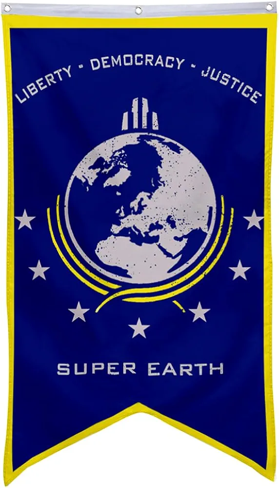 Super Earth Banner Flag Liberty Democary Justice Banner Man Cave Bed Room Home Office Party Decor 30x50 Inch (Blue 1)