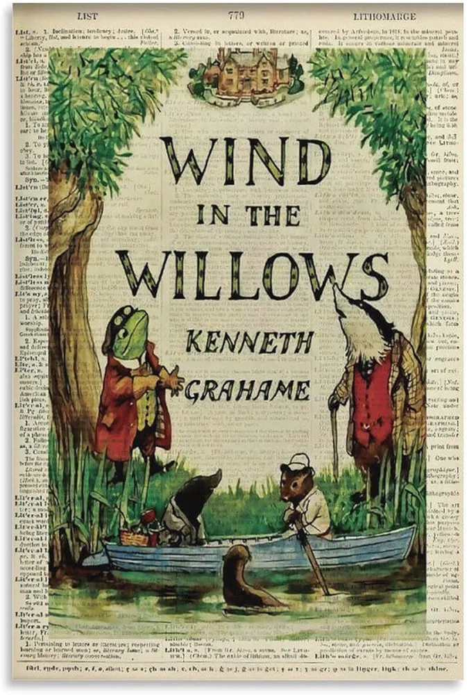 Book Cover Poster Literary Poster Canvas Wall Art The Wind in The Willows by Kenneth Grahame PostersCanvas Painting Wall Art Poster for Bedroom Living Room Decor 08x12inch(20x30cm) Unframe-style