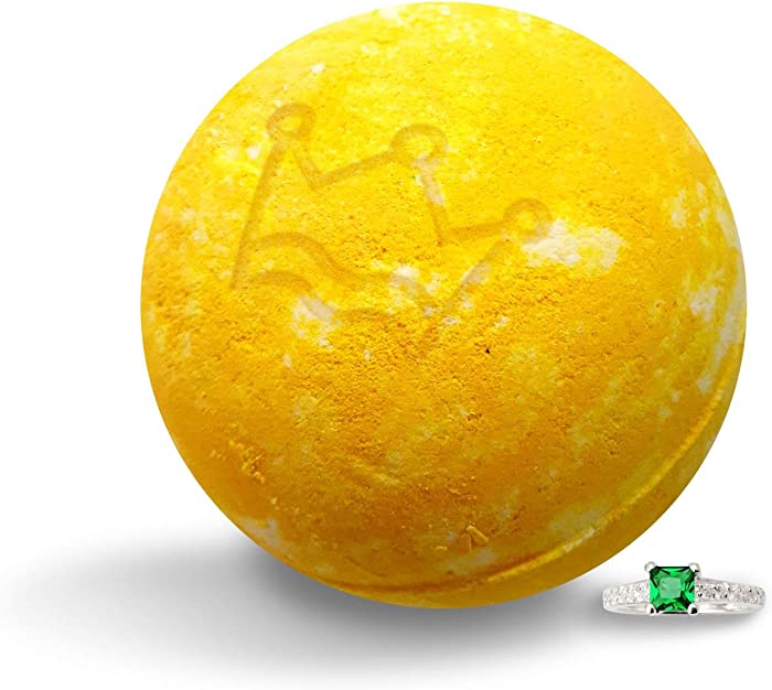 Royal Essence Lemon Squash Bath Bomb with Jewellery Inside (Surprise 925 Sterling Silver Jewellery Valued at $50 to $3,000)Ring Size 8