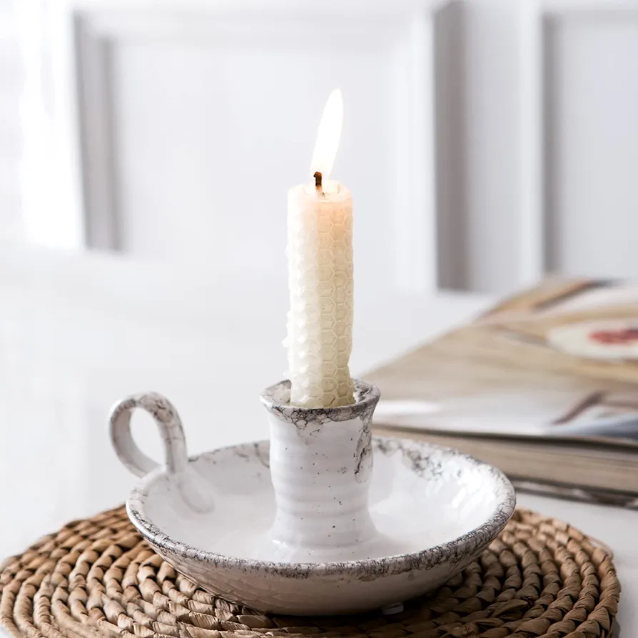 Candle Holder Ceramic Candlestick Holder, Candlelight Stand for Spell Candles, Taper Candles, and Incense, Halloween Christmas Dining Room Home Decoration Display