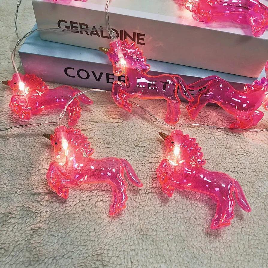 Children's Room Cute Animal Unicorn Horse LED String Lights for Holiday Lights Wall Window Tree Decorative Lights Party Yard Garden Kids Bedroom Living-Room Dorm Decor (1.5m/10LED, Pink Horse)