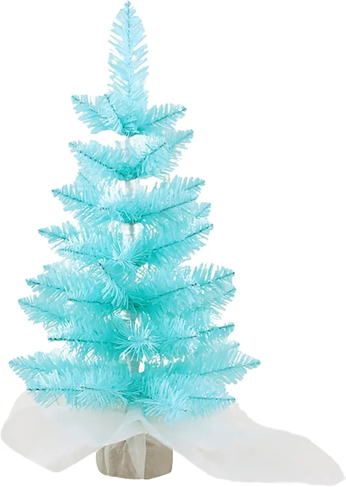 18 inch Blue Mini Christmas Tree, Desk Artificial Small Christmas Tree, Tabletop Slim Pencil Skinny Fake Christmas Tree Christmas Trees Tabletop Xmas Outdoor Decor Christmas Decorations for Dorm Room