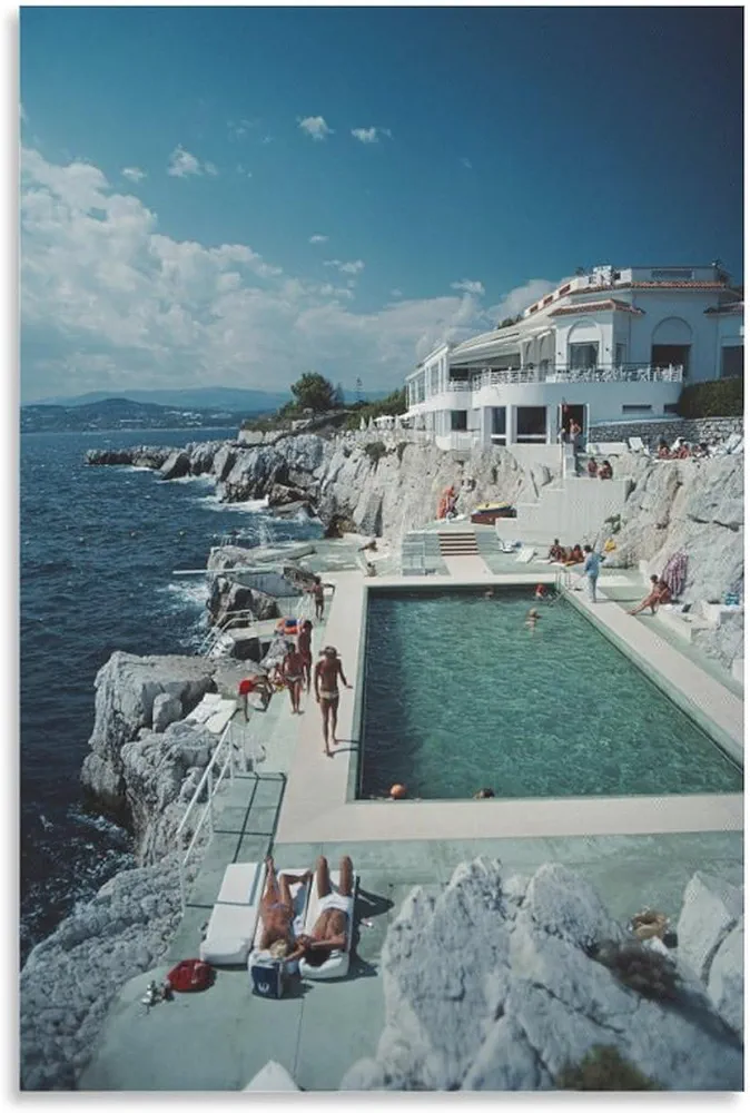 AAHARYA Slim Aarons Hotel Du Cap Eden-roc Print Posters Canvas Painting Wall Art Poster for Bedroom Living Room Decor 24x36inch(60x90cm) Unframe-style