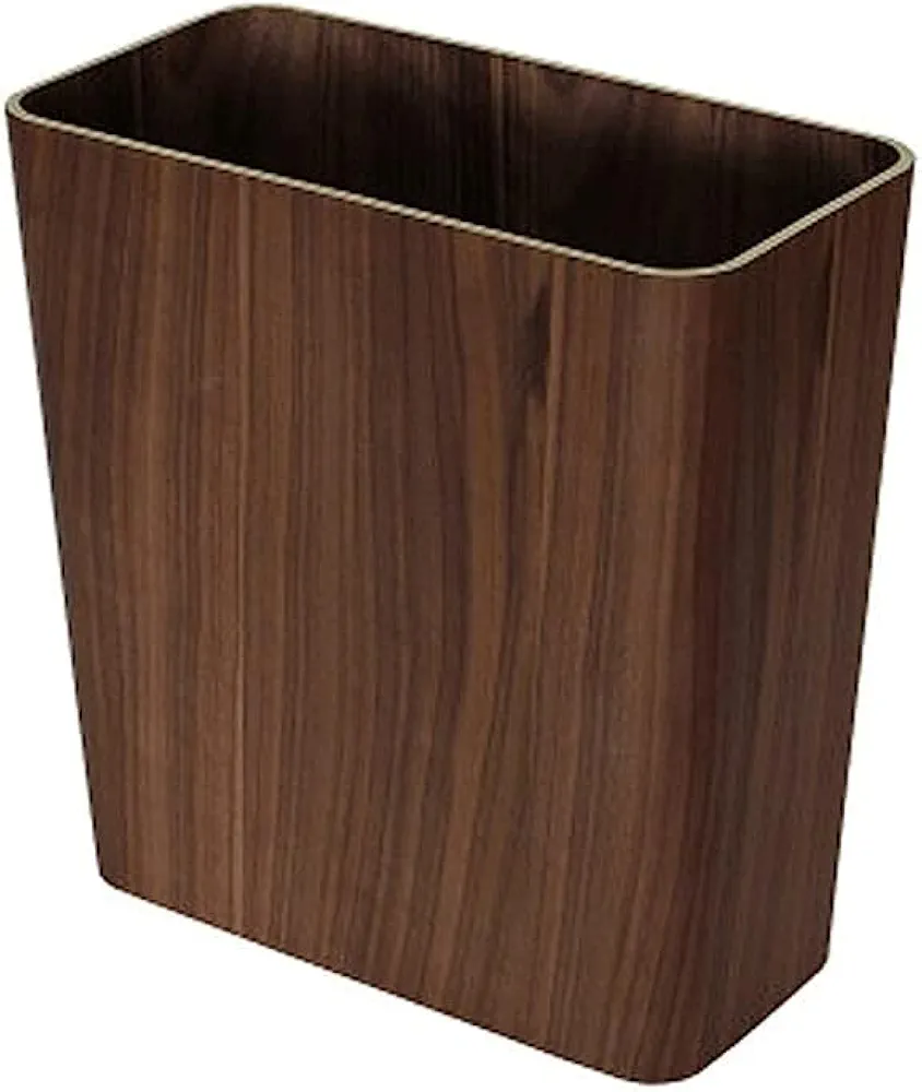 Garbage Can Walnut/Curved Willow Trash Can Wastebasket Square Garbage Bin for Living Room, Bedroom,Bathroom/Black Walnut