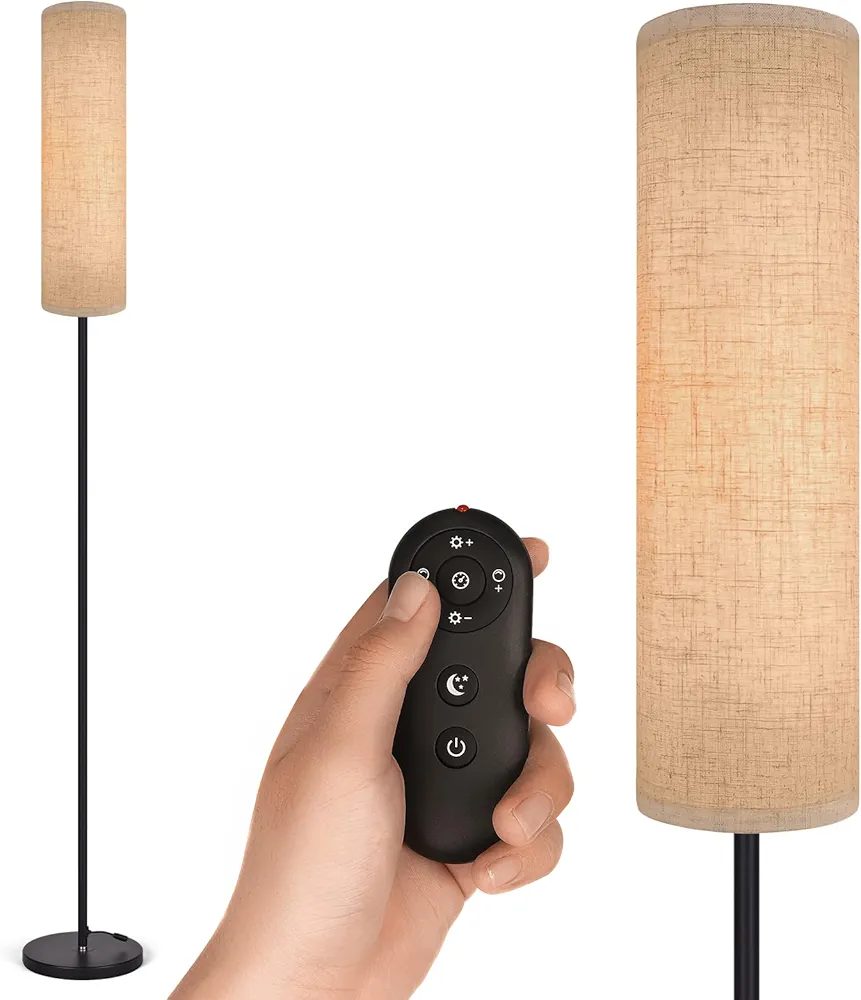 Floor Lamp for Bedroom Living Room Office with Remote Control Modern Living Room LED 4 Color Temperature & Stepless Dimmer, Standing Elegant Lamp 3000k-7000k (Round)