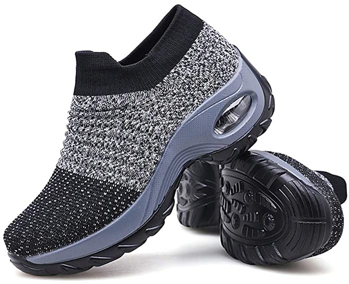 Women's Walking Shoes Sock Sneakers - Mesh Slip On Air Cushion Lady Girls Modern Jazz Dance Easy Shoes Platform Loafers