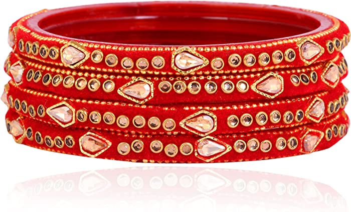 JD'Z COLLECTION Indian Velvet glass bangles kangan Velvet bangles Costume matching Ethnic Wedding wear Traditional Jewelery for women & Girls