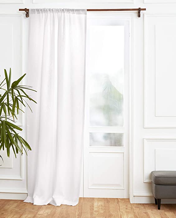 Solino Home 100% Linen Curtains – 52 x 84 Inch White Lightweight Rod Pocket Curtain, 100% Pure Natural Fabric Window Panel – Handcrafted from European Flax