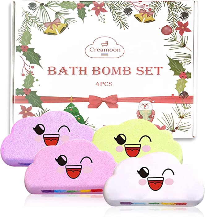 Bath Bomb Gift Set 4 Pieces,Shower Bombs for Stress Relief,Relaxation,Gifts for Women Moms Birthday Gifts , Enjoy Home Spa Gift for Women