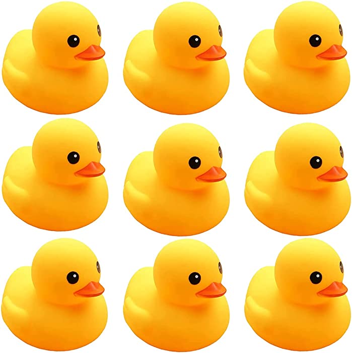 CICITOYWO Yellow Rubber Ducks, 10pcs Preschool Bath Toys Bathtub Floating Squeaky Duckies Gift for Baby Shower Infants Kids Toddler Party Decoration