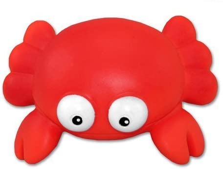 DolliBu Crab Bath Buddy Squirter - Floating Red Crab Rubber Bath Toy, Fun Water Squirting Bathtime Play for Toddlers, Cute & Soft Sea Life Animal Toy for The Bathtub, Beach, & Pool for Girls & Boys