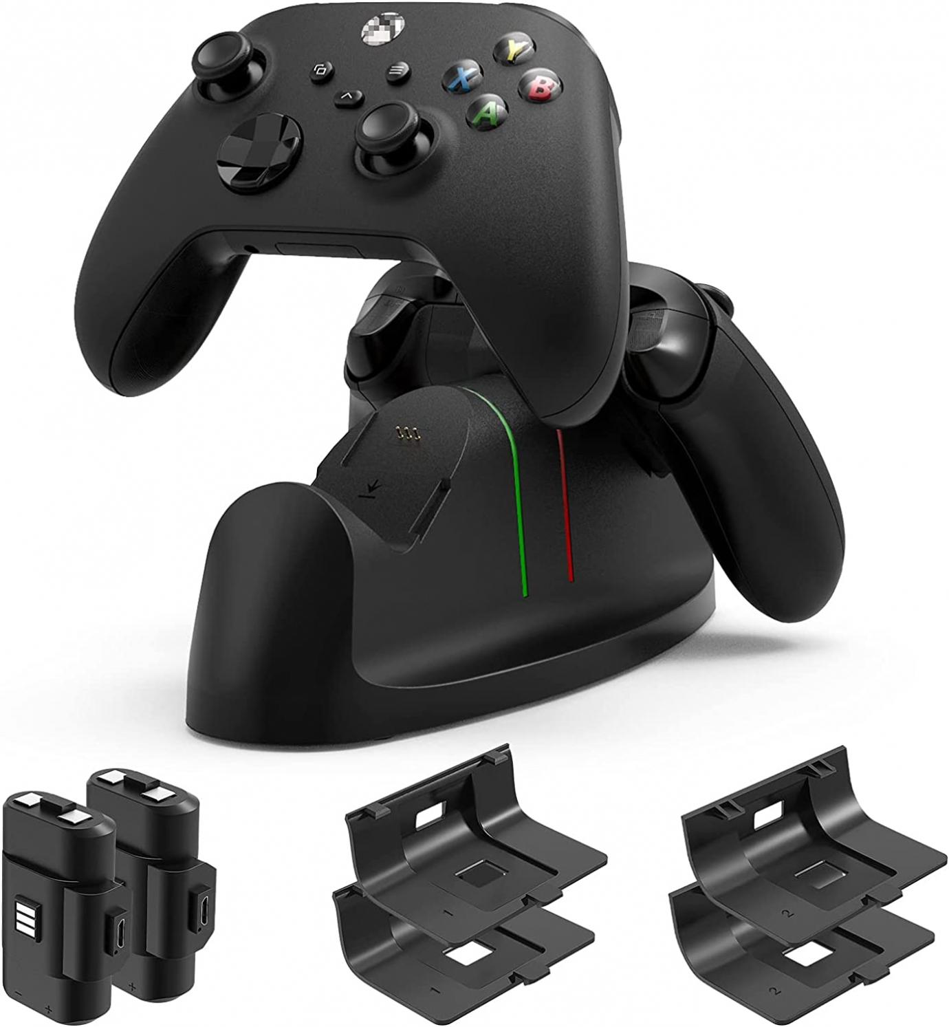 Charger for Xbox Series X|S Controller- Dual Dock Charging Station Compatible with Xbox Core Controller, Charger Stand with 2x1400mAH Rechargeable Battery Packs for Xbox Series X|S Controller