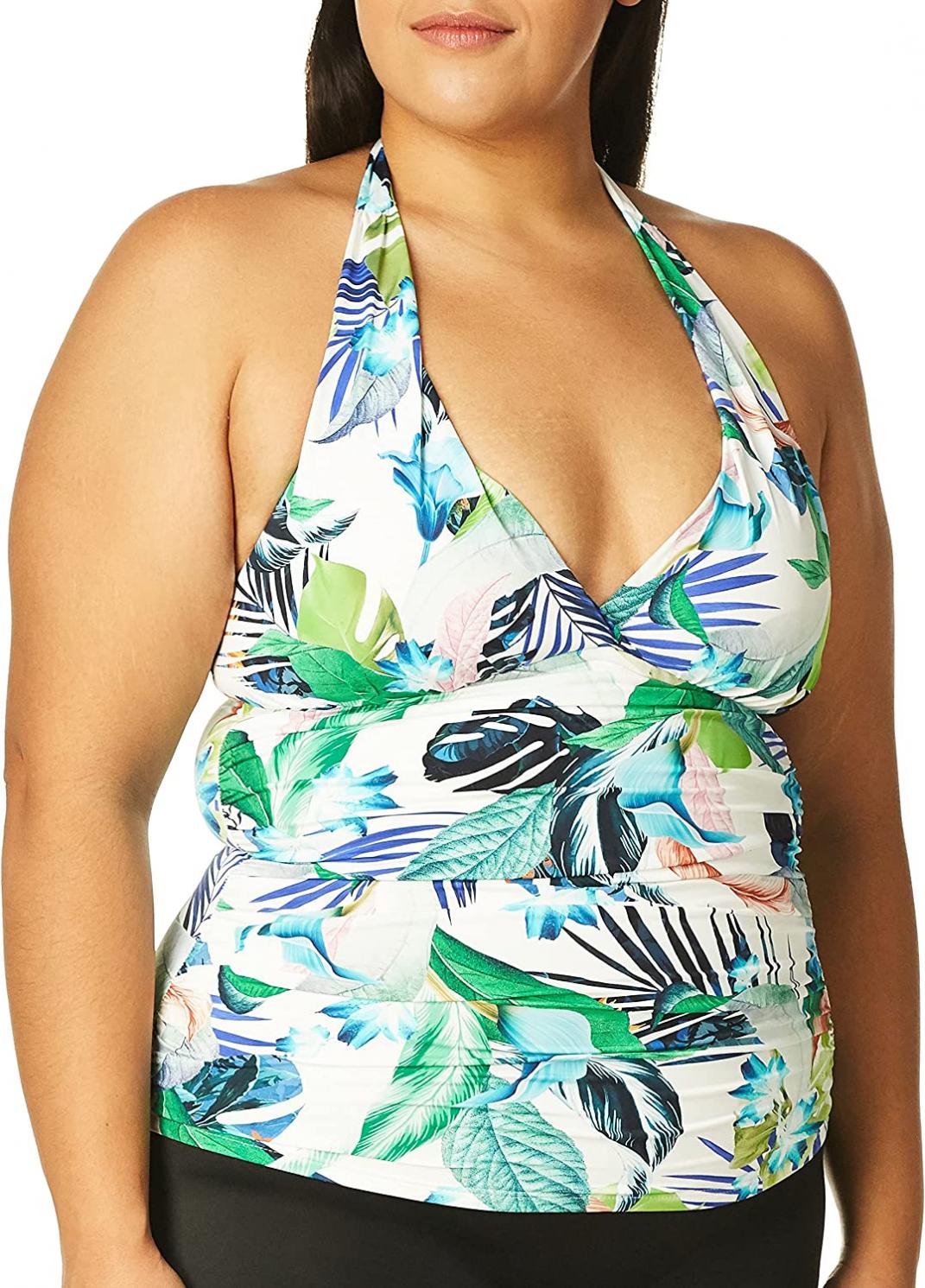 V-Neck Halter Tankini Swimsuit Top