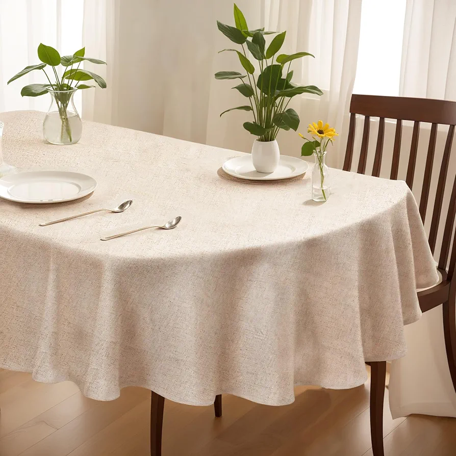 Tablecloth ， Linen Textured Tablecloth， Oval Tablecloth 60 x 102 ，Oval Table Table Cloth Oval Table,，Dining Rooms and Gatherings (60 "X102)