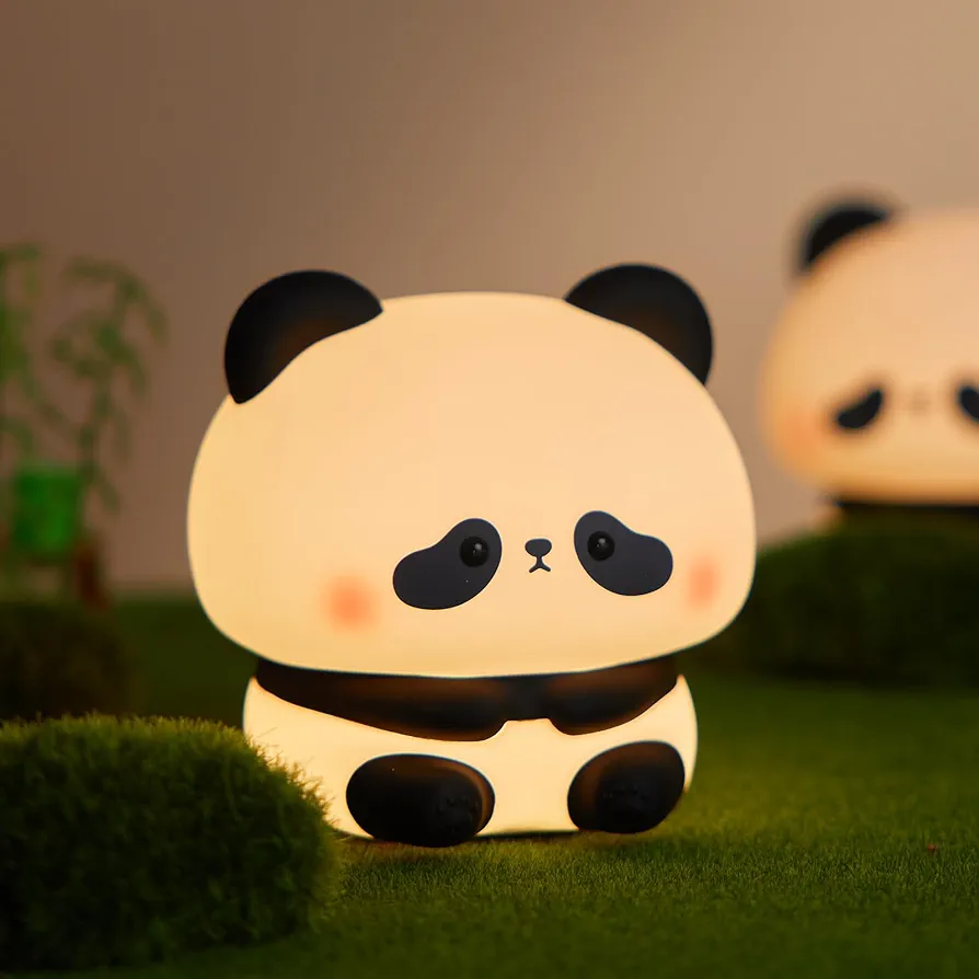 Cute Panda Night Light, LED Squishy Novelty Animal Night Lamp, Food Grade Silicone 3 Level Dimmable Breastfeeding Nursery Nightlight for Room Decor, Cute Gifts Stuff for Boys Girls Baby Children