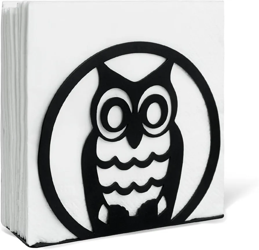 Napkin Holder, Modern Black Napkin Holder for Table, Stainless Steel Napkin Holders for Paper Napkins, Napkin Holder for Kitchen, Coffee Shop, Dining Room (4.7"x 1.6"x 4") (owl)