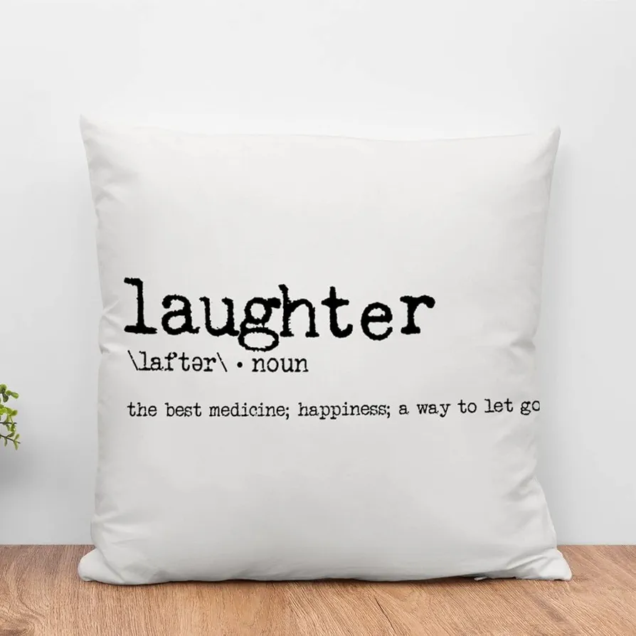 18x18in Laughter Definition Word Description Throw Pillow Cushion Laughter Noun Definition Sofa Pillows Dictionary Artwork Typography Print Linen Throw Pillow Case with Zippe for Living Room