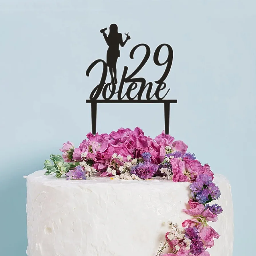 Hairdresser Stylist Cake Topper Vintage Silhouettes Personalized Cake Toppers Customized Birthday Date And Name Cake Topper for Living Room Bedroom Sofa Children or Adults Cake Decoration Supplies