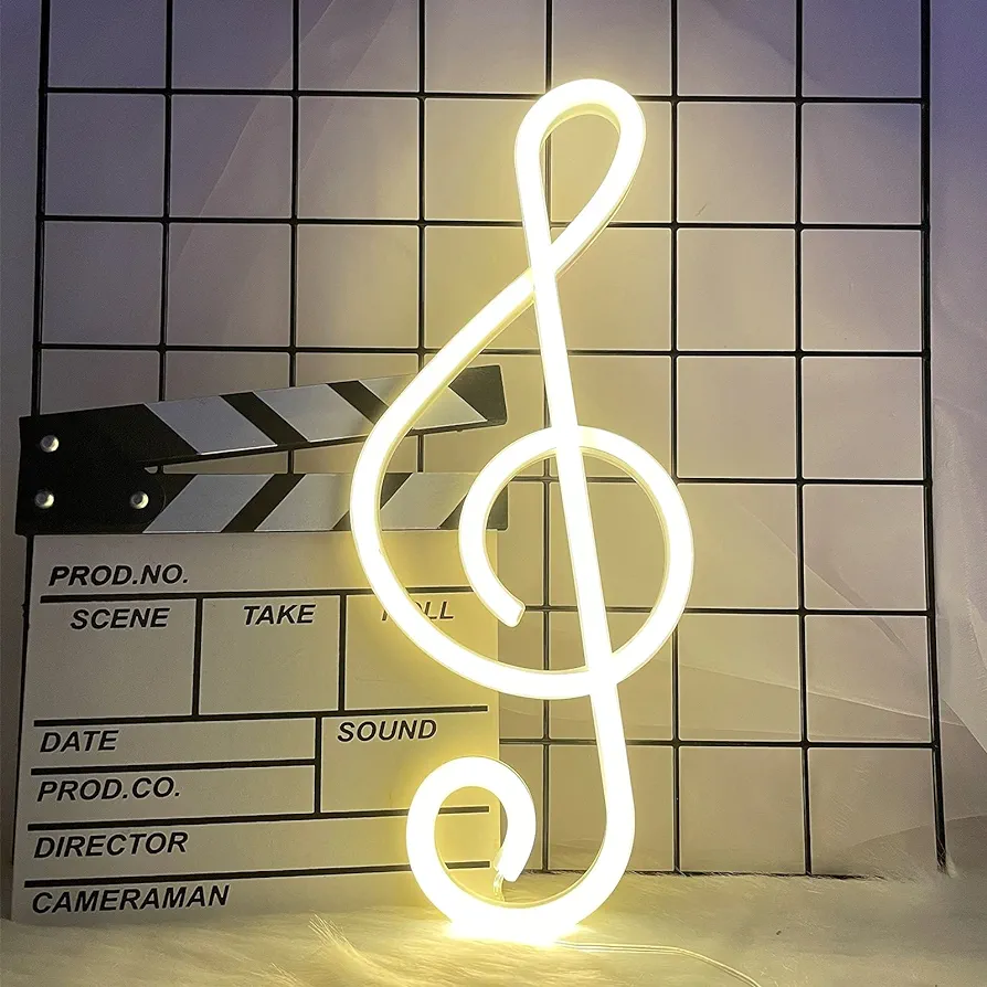 ENUOLI Music Note Neon Signs LED Neon Light Sign for Wall Decor Battery/USB Operated Neon Night Light Bedside Decor for Bedroom Wedding,Party,Kids Room,Bar,Christmas Gift(Warm White)