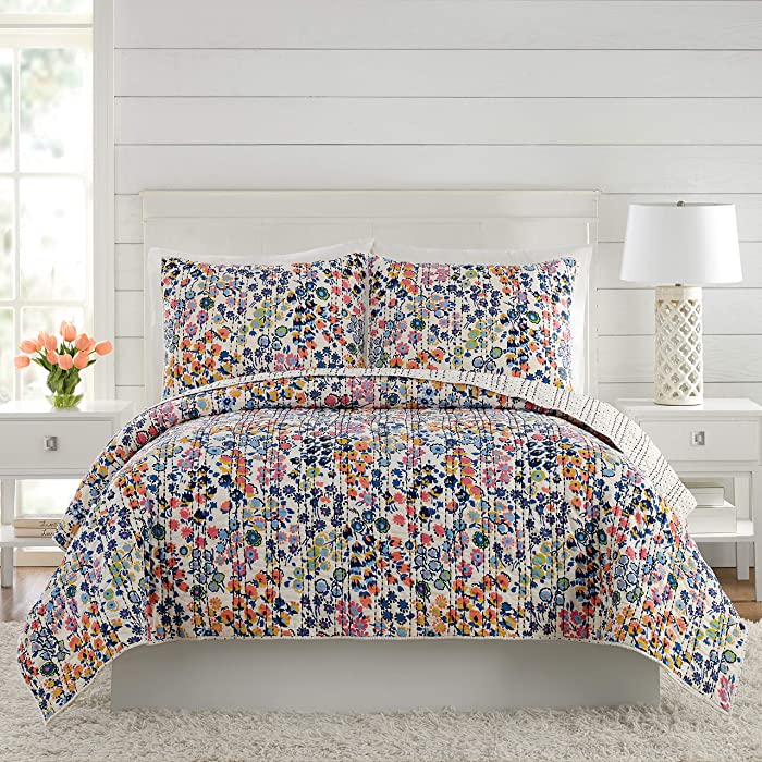 Vera Bradley Petite Floral Quilt, King, Blue