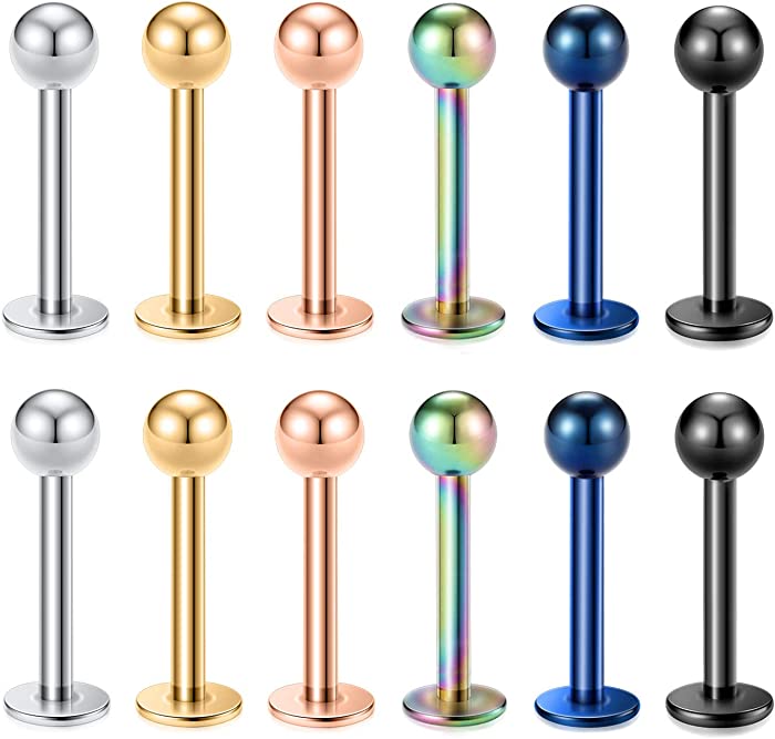 PEAKLINK 16G Surgical Steel 6mm 8mm 10mm Spike Ball Straight Barbell Labret Lip Stud Cartilage Tragus Earrings Monroe Piercing