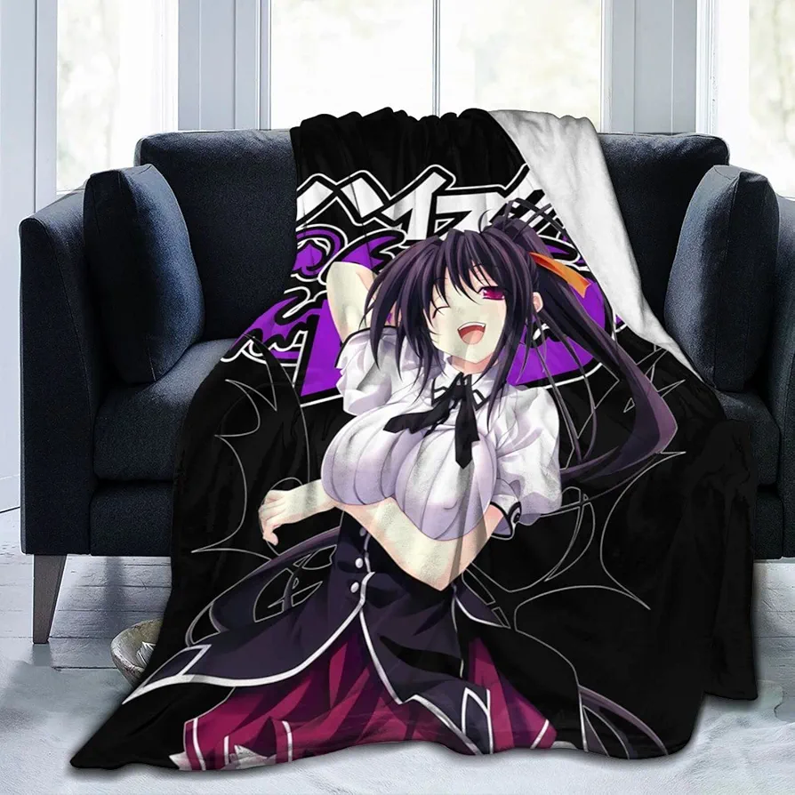 Anime High School DxD Akeno Himejima Throw Blanket Ultra-Soft Micro Fleece Cozy Warm Suitable for All Living Rooms/Bedrooms/Sofa 60"X50"