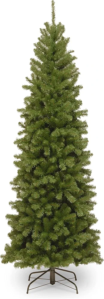 National Tree Company Artificial Slim Christmas Tree, Green, North Valley Spruce, Includes Stand, 6.5 Feet