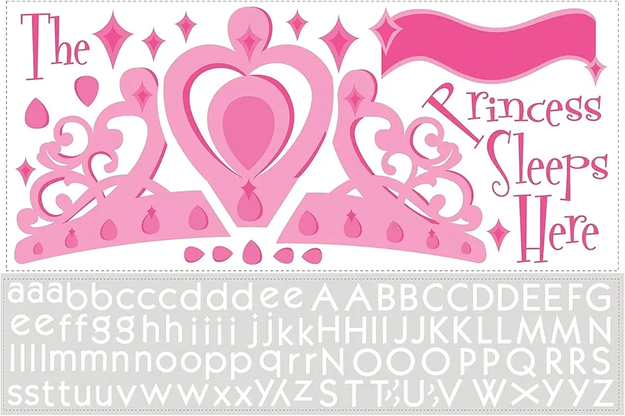 RoomMates RMK1787GM Princess Sleeps Here Peel and Stick Giant Wall Decal with Personalization , Pink