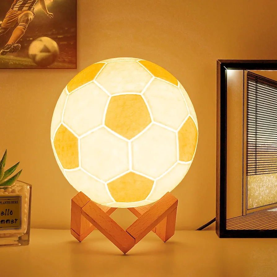 Soccer Night Light, Soccer Lamp Light for Kids Room with Remote Control 16 Colors Changing Sport Fan Room Decoration Graduation Gifts for Dad Boys Toys,Girls,Soccer Lover (D: 4.7 inches)