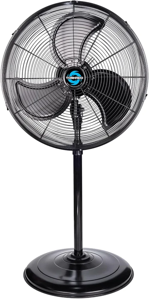 Tornado - 20 Inch High Velocity Metal Oscillating Pedestal Fan - Commercial, Industrial Use Water-Resistant