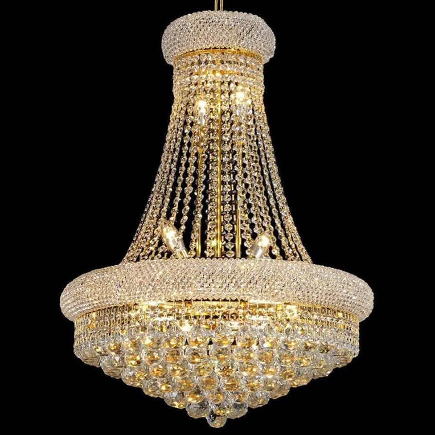 Chandelier for Living Room Modern Crystal Chandelier Lighting for Living Room Bedroom Pendan Crystal LED Bulbs Golden Chrome Chandeliers Pendant Lights(Gold,60cm)