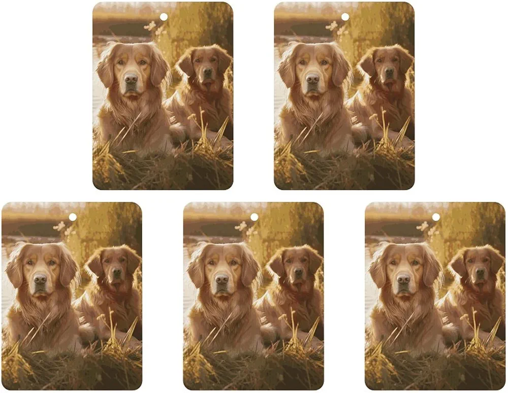 5 Pcs Car Air Fresheners Hanging Air Freshener Two Golden Retrievers Hanging Scented Cards Fragrance Scented Cards for Car Car Aromatherapy Tablets for Car