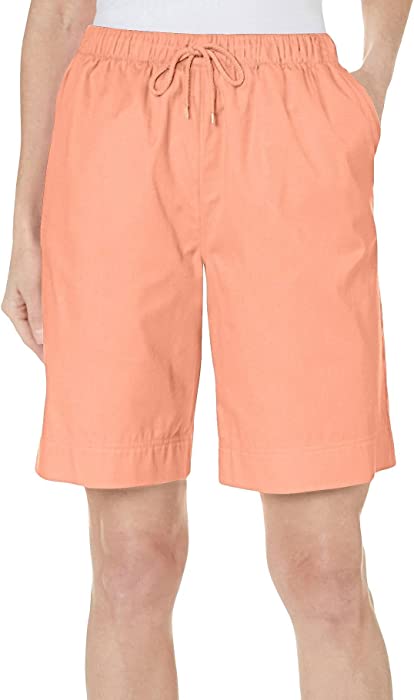 Coral Bay Womens The Everyday Solid Drawstring Twill Shorts