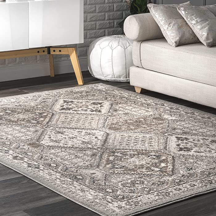 nuLOOM Becca Vintage Tile Area Rug, 9' x 12', Grey