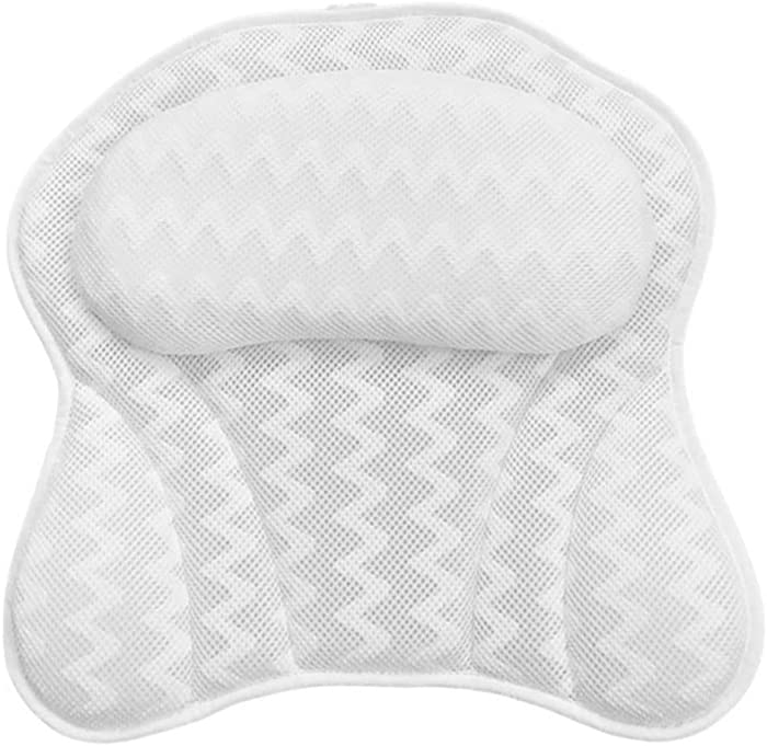 A/W Bath Pillow Ergonomic Bathtub Cushion Pillow with Suction Cups Shower Pillows Headrest for Neck Head and Back Support Home Bathroom Supplies