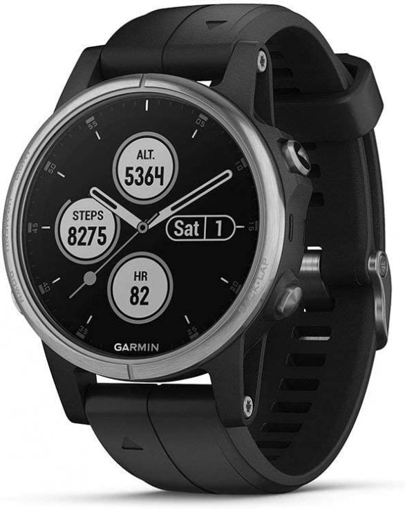 Garmin fēnix 5 Plus, Premium Multisport GPS Smartwatch, features Color Topo Maps, Heart Rate Monitoring, Music and Pay, Black/Silver (Renewed)