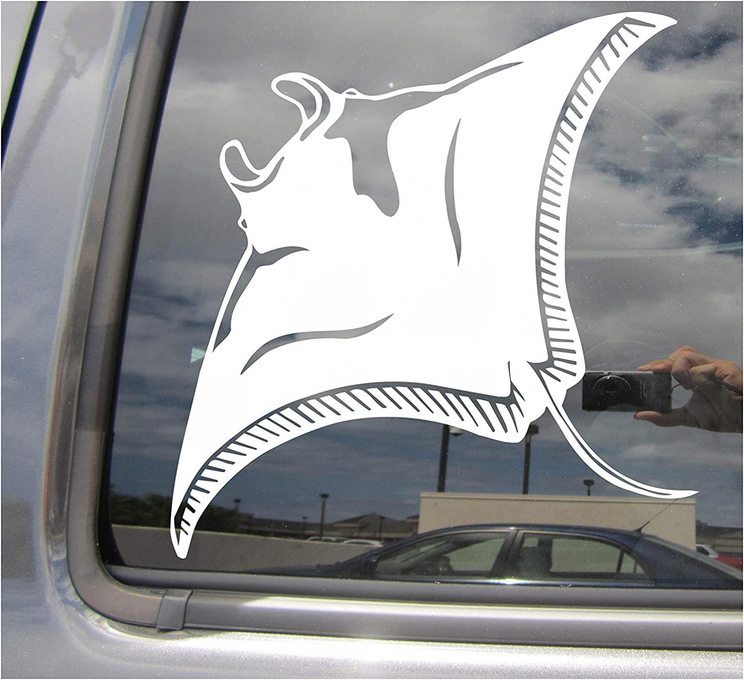 Manta Ray Devilfish - Giant Ray Devil Fish Cars Trucks Moped Helmet Hard Hat Auto Automotive Craft Laptop Vinyl Decal Store Window Wall Sticker 01268