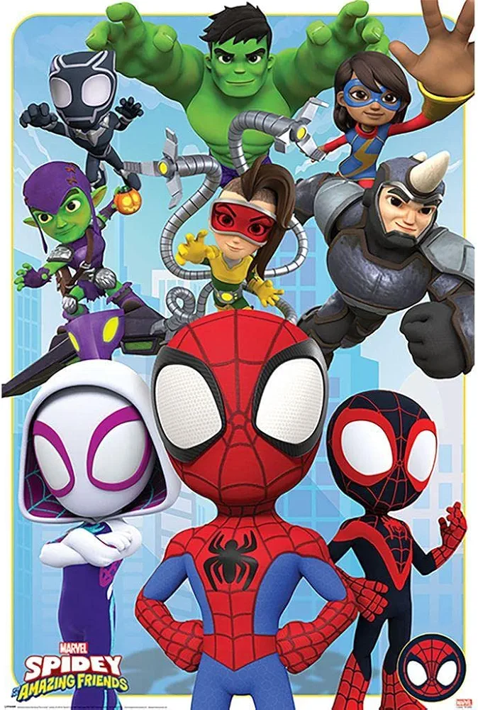 Pyramid international spidey and his amazing friends poster goodies and baddies, multicolore