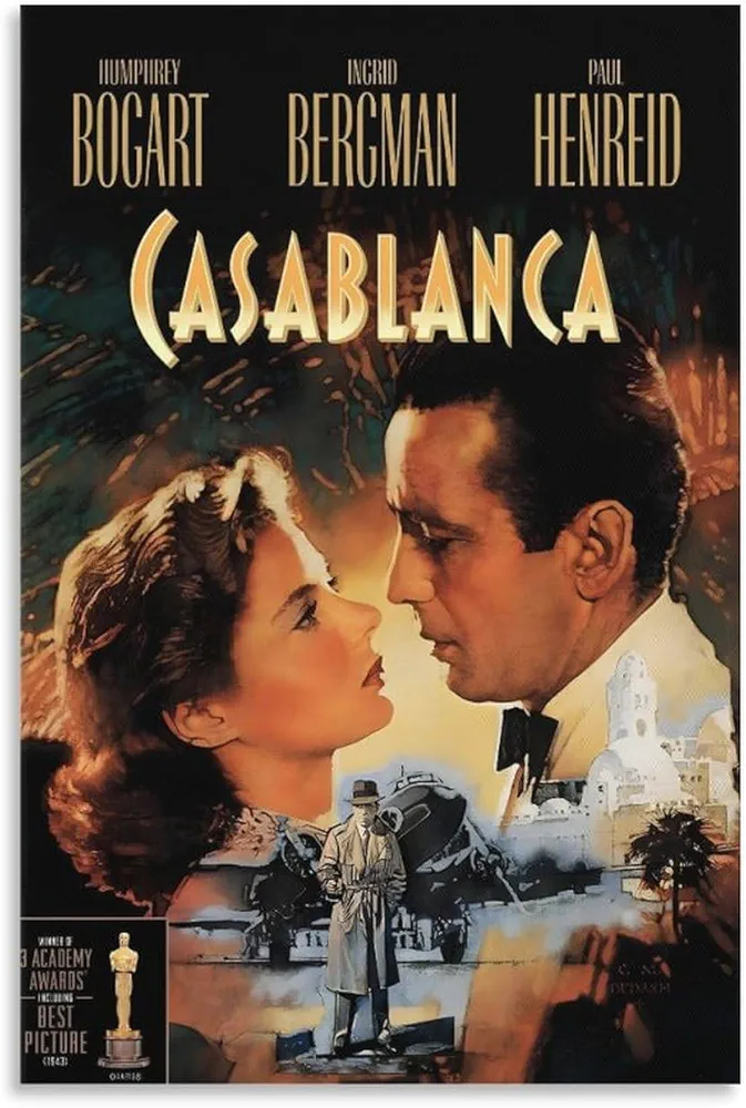 generic Classic Love Movie Casablanca -1942 Movie Posters (3) Poster Decorative Painting Canvas Wall Art Living Room Posters Bedroom Painting 24x36inch(60x90cm)