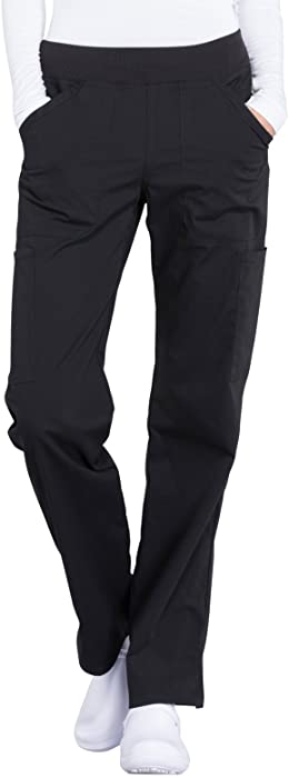 Workwear Professionals Women Scrubs Pant Mid Rise Straight Leg Pull-on Cargo WW170