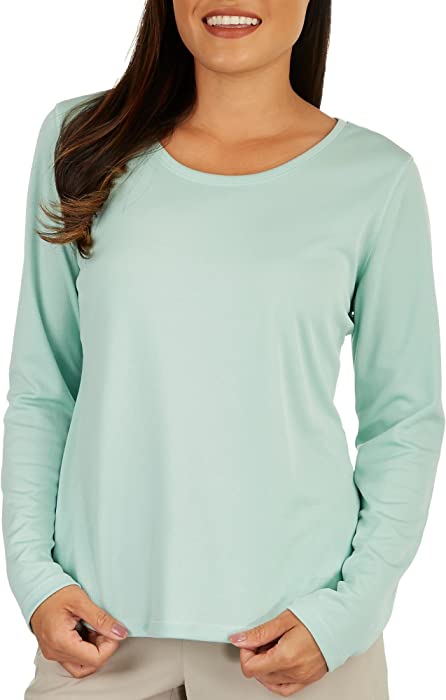 Reel Legends Womens Freeline Solid Scoop Long Sleeve Top