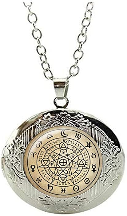 Wiccan Locket Necklace Wiccan Protection Amulet Symbol Jewelery Wicca Talisman Witch Jewelery