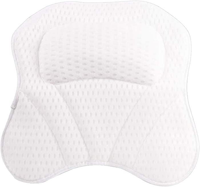 MSKJ Bath Pillow 3D Mesh Bathtub Pillow with 6 Suction Cups 1 Hook for Bathing Bathroom Pillow