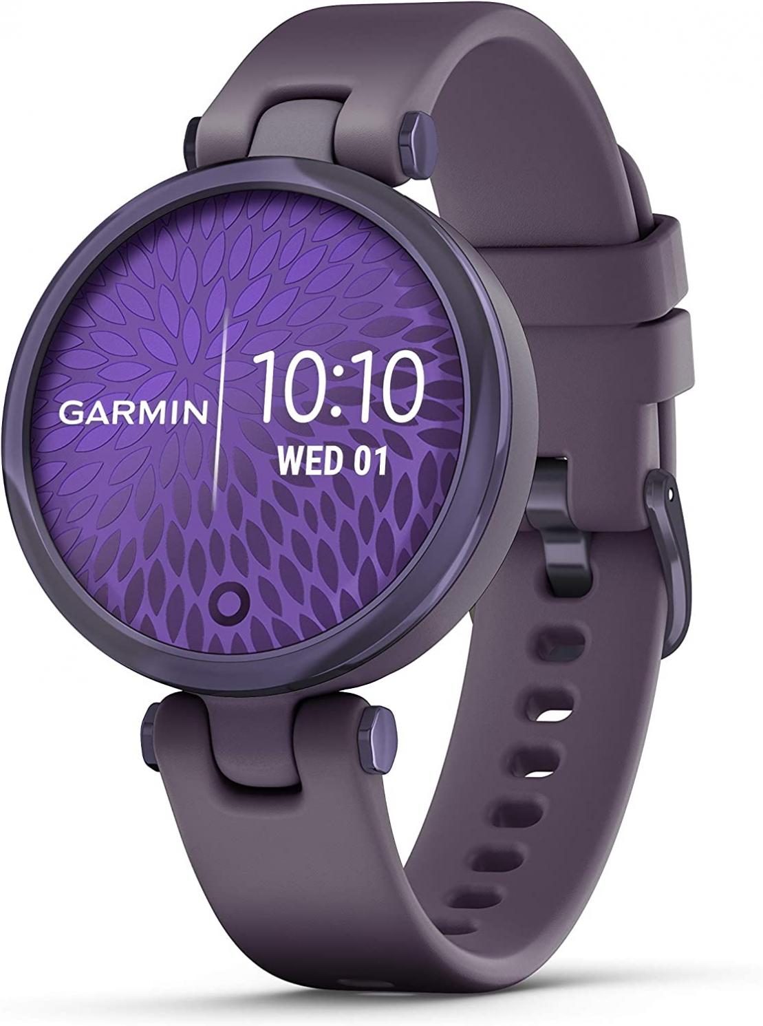 Garmin Lily, Small GPS Smartwatch with Touchscreen and Patterned Lens, Dark Purple (Renewed)